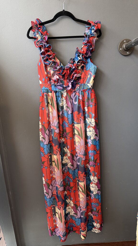 Chiffon Ruffle Maxi Gown Dress