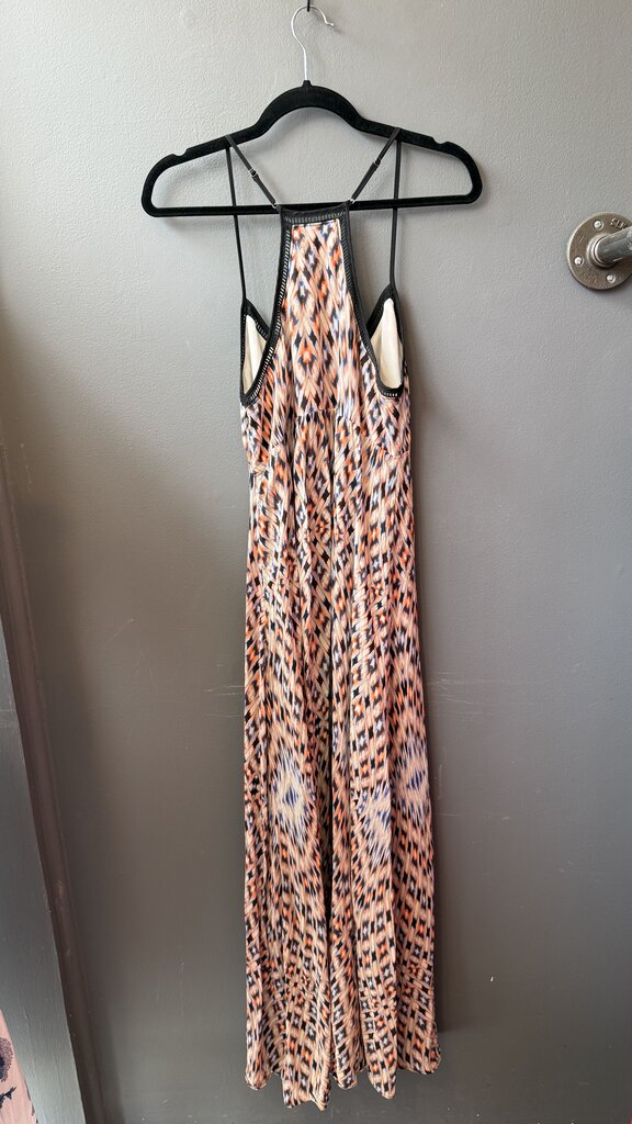 Silk Print Racerback Maxi Dress