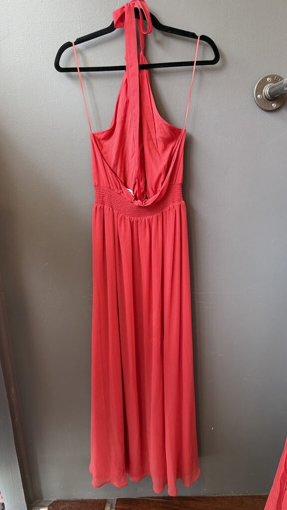 Chiffon Keyhole Halter Maxi Gown Dress