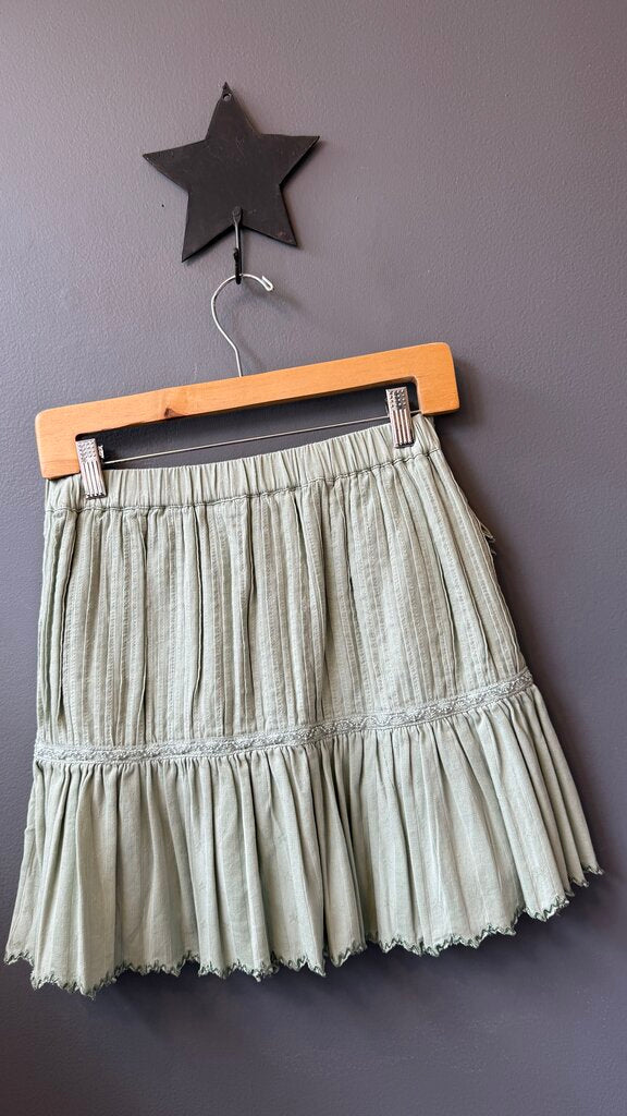 Ruffle Embroidered Mini Skirt