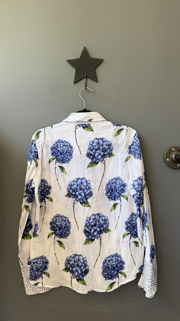 Hydrangea Print Button Up Shirt