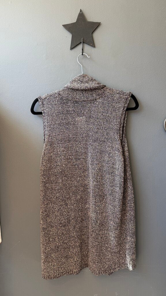Metallic Fleck Vest Cardigan Sweater