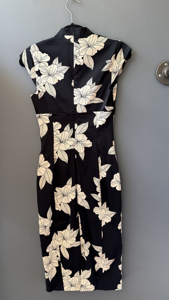 Hibiscus Satin Midi Sheath Dress