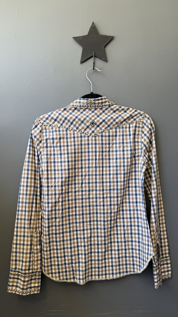 Stud Gem Plaid Button Up Shirt