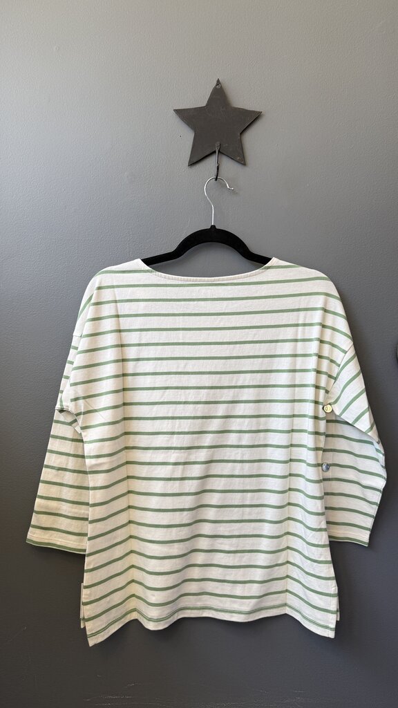Button Sleeve Stripe TShirt