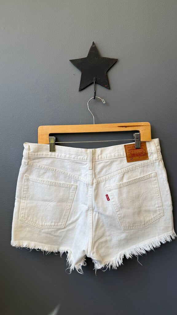 501 White Denim Cut Off Shorts