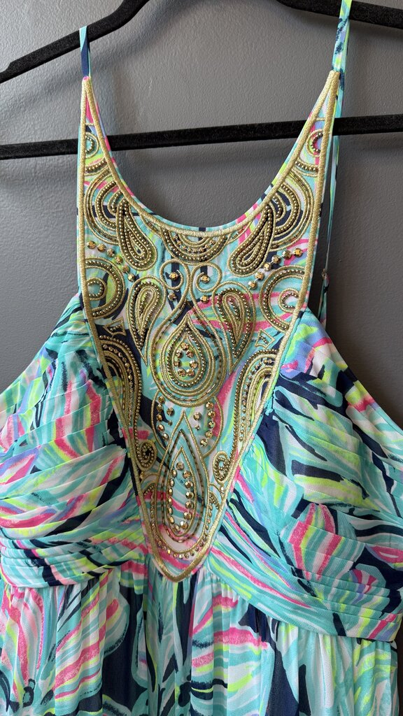 Chiffon Beaded Maxi Dress