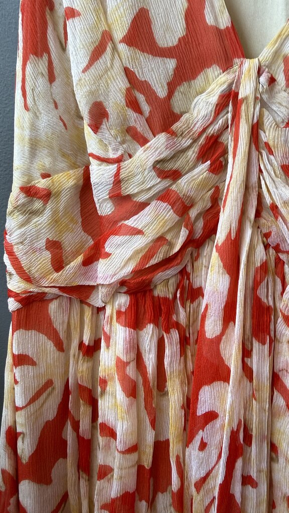 Silk Chiffon Coral Print Dress