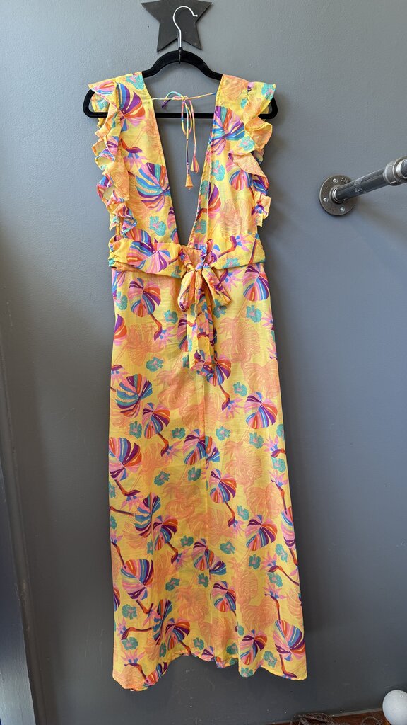 Deep Vneck Tropical Maxi Dress