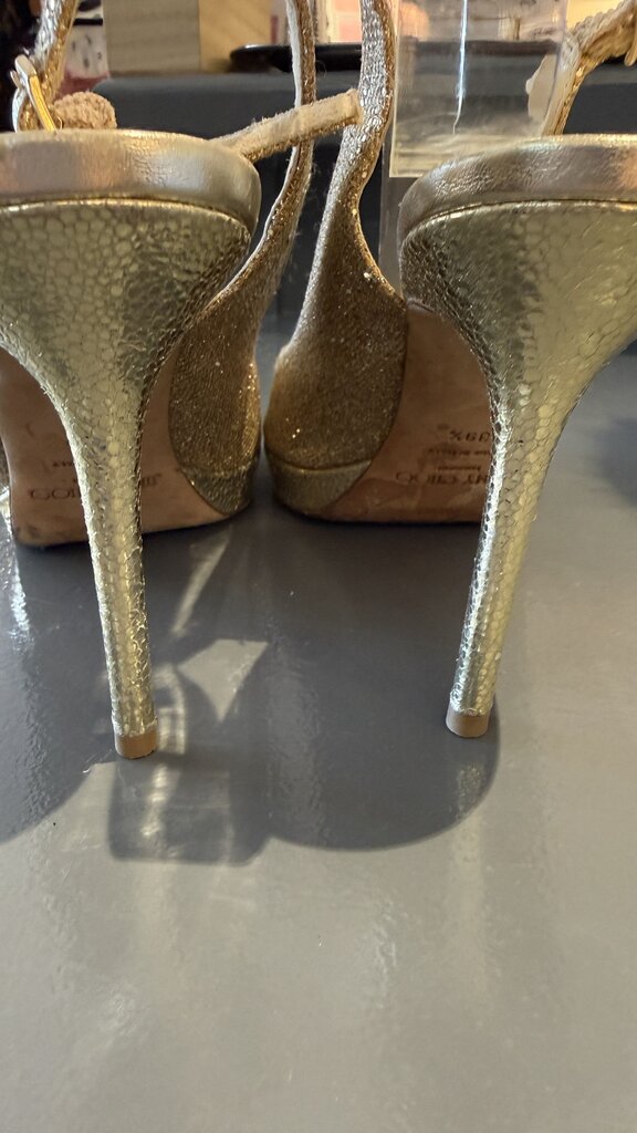 Gold Glitter Peeptoe Slingback 110 Heels