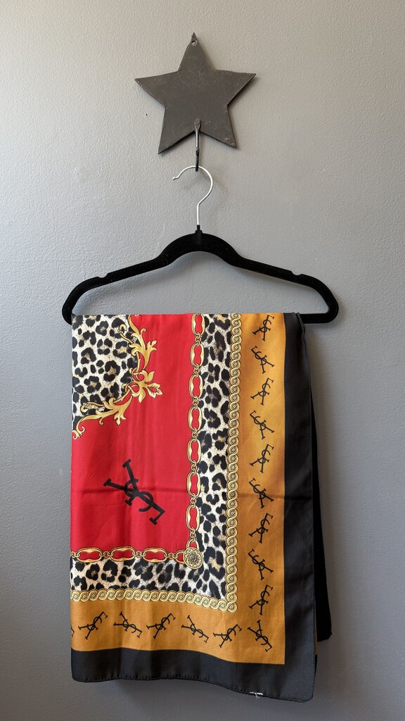 Vintage Silk Leopard Logo Scarf