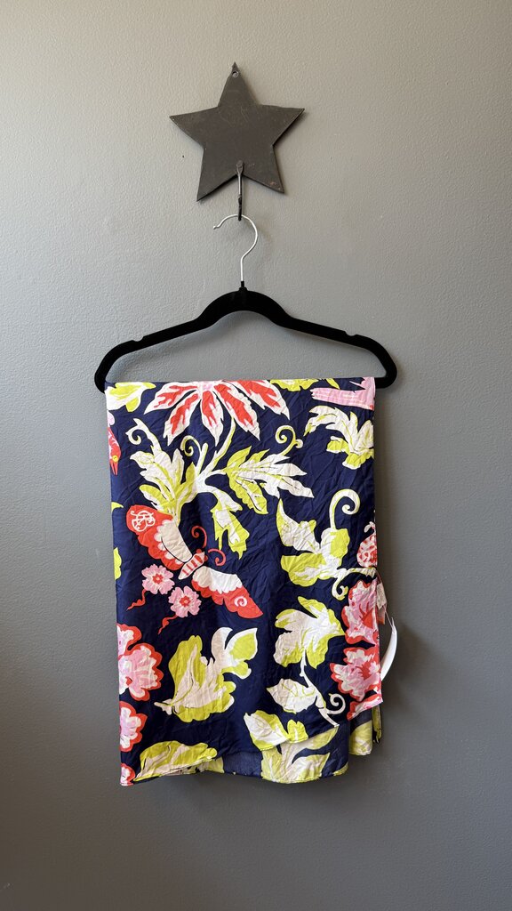 Silk Floral Bird Square Scarf