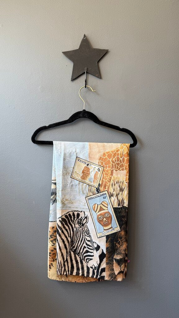 Africa Print Semi Sheer Scarf