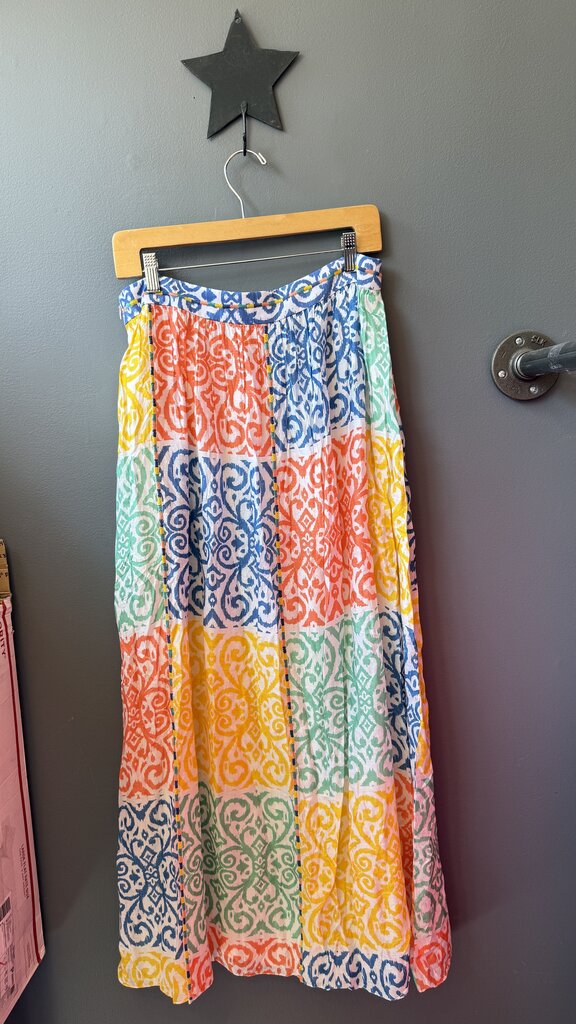 Colorblock Print Maxi Skirt
