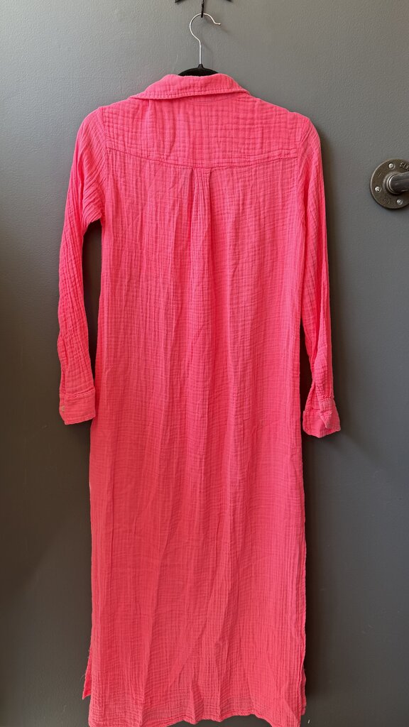 Neon Cotton Gauze Maxi Shirtdress