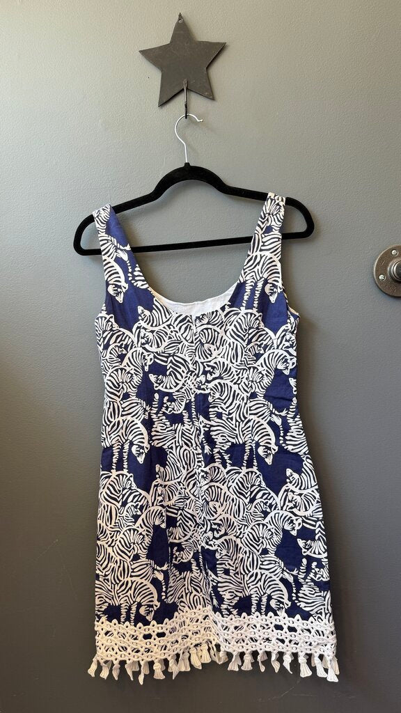 Zebra Tassel Hem Shift Dress