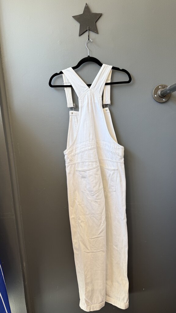 White Denim Straight Leg Overalls