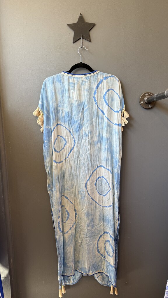 Embroidered Indigo Dyed Caftan Midi Dress