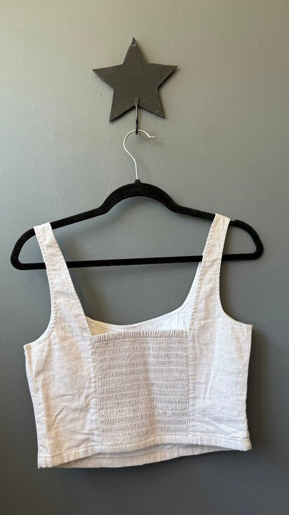 Linen Blend Crop Tank Top