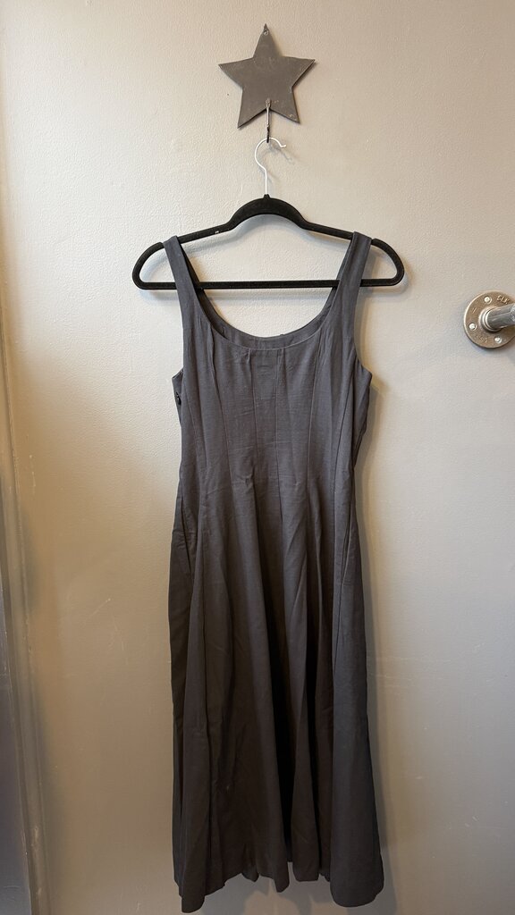 Cotton Blend Fitted Flare Midi Dress