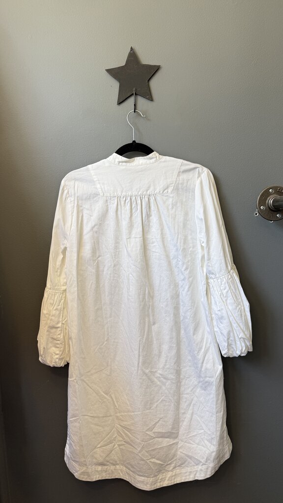 Cotton Puff Sleeve Tassel Dress