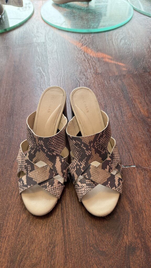 Python Embossed Leather Block Heel Sandals