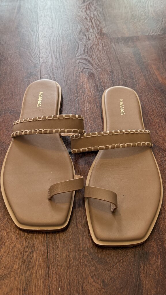 Whipstitch Toe Slide Sandals