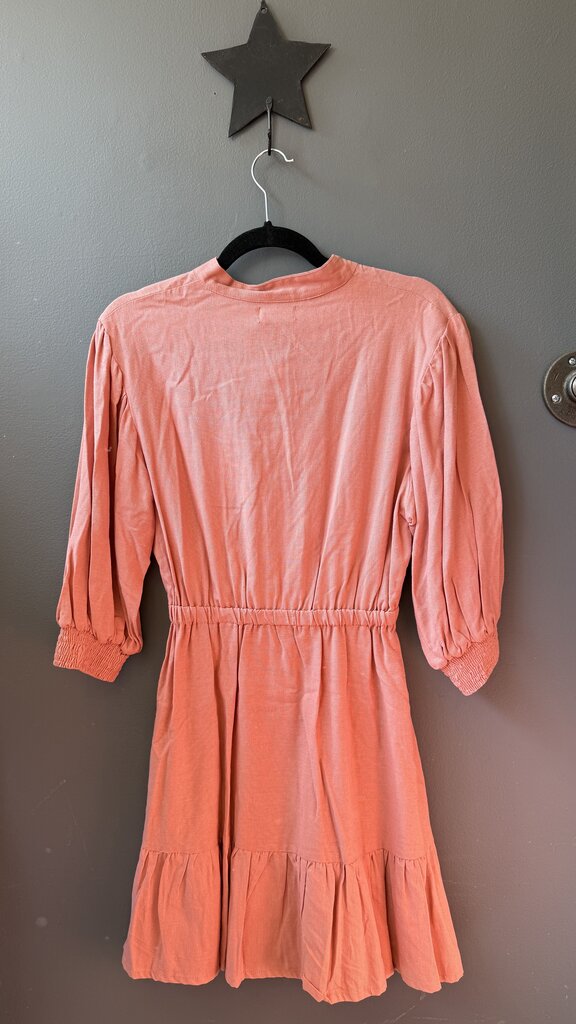 Linen Blend Gathered Waist Dress