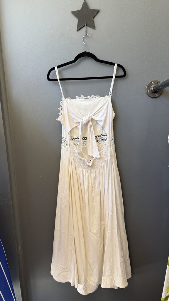 Linen Blend Lace Midi Dress