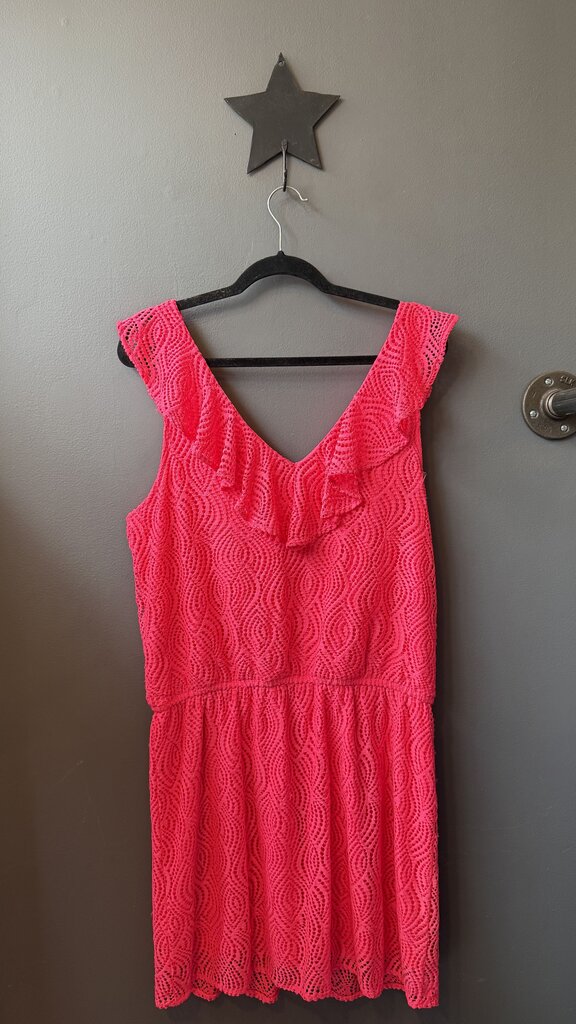 Neon Ruffle Neck Dress