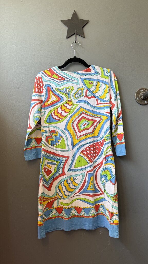 Cotton Fish Print Vneck Dress