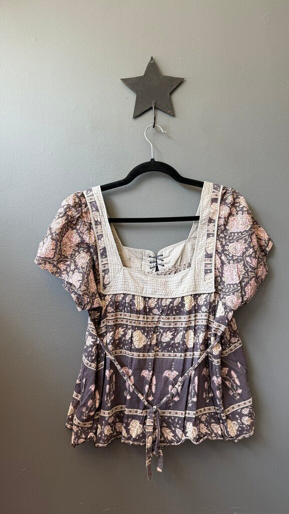 Cotton Gauze Print Blouse