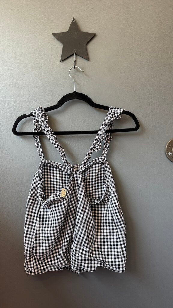 Gingham V back Tank Top