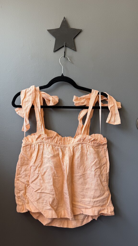 Linen Bow Shoulder Tank Top