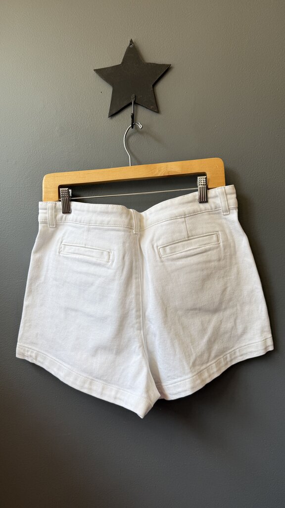 Patch Pocket White Denim Shorts