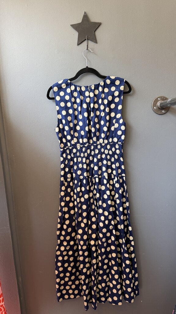 Linen Polka Dot Midi Dress