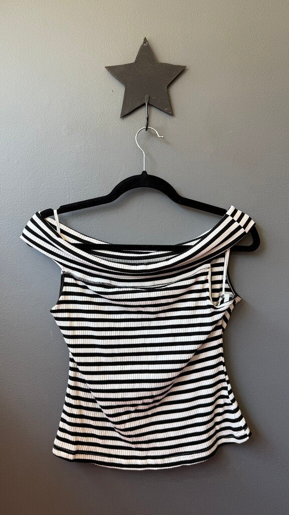 Stripe Off the Shoulder Tee