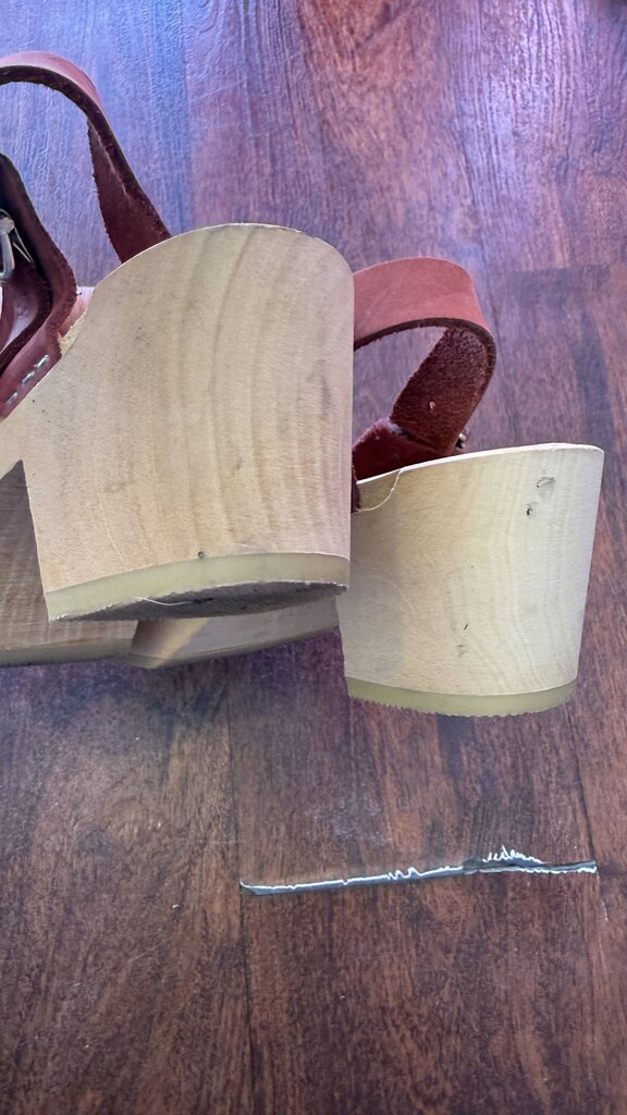 Wooden Leather Clog Sandals