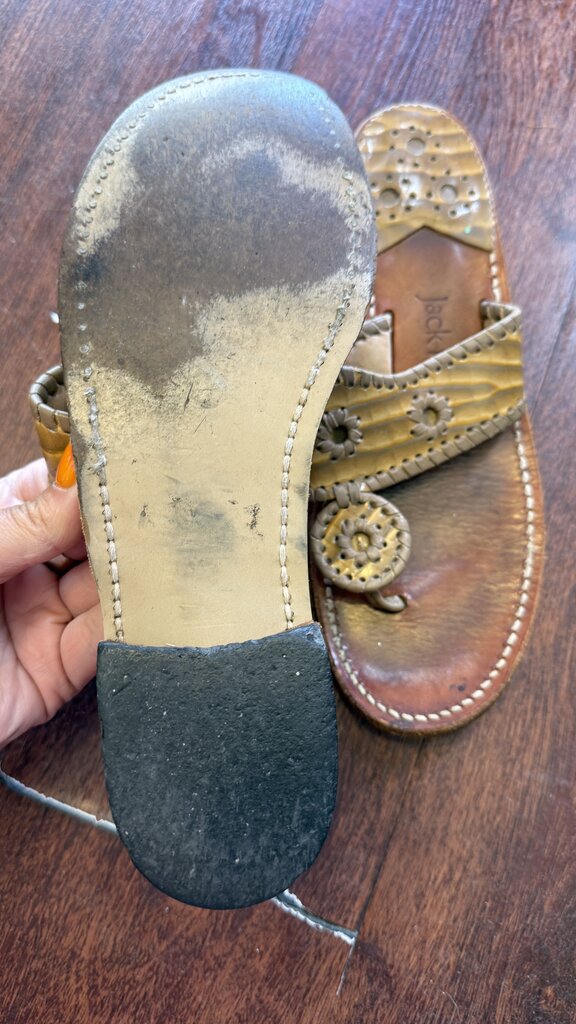 Patent Whipstitch Leather Sandals
