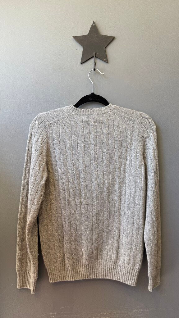 Cableknit Cashmere Vneck Sweater