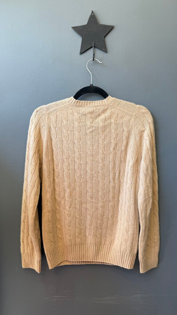 Cableknit Cashmere Vneck Sweater