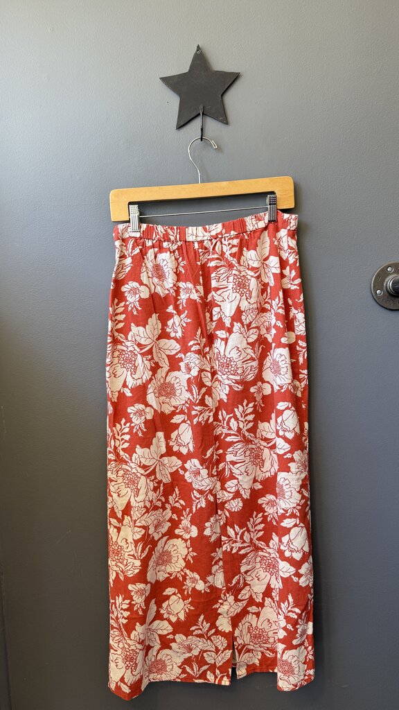 Linen Blend Midi Skirt