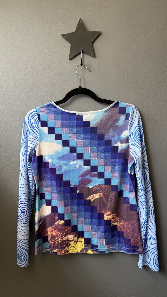 Velour Printed Bead Longsleeve Top