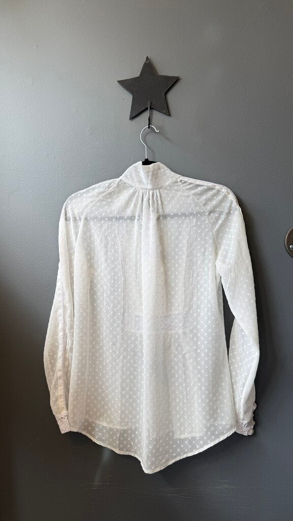 Swiss Dot Sheer Pussy Bow Blouse