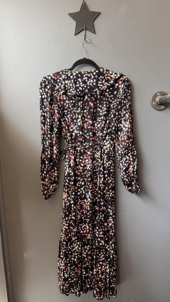 Star Print Wrap Midi Dress