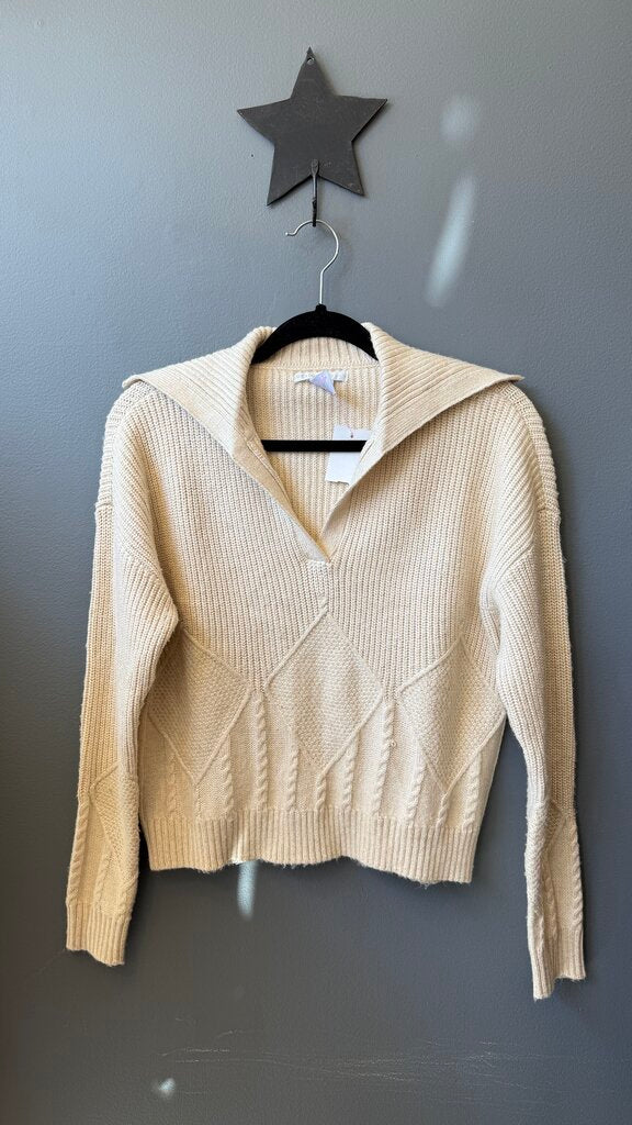 Ribbed Cable Flat Collar Sweater