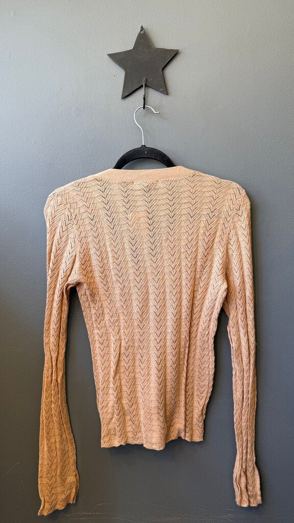 Fine Whale Tail Knit Cardigan Sweater