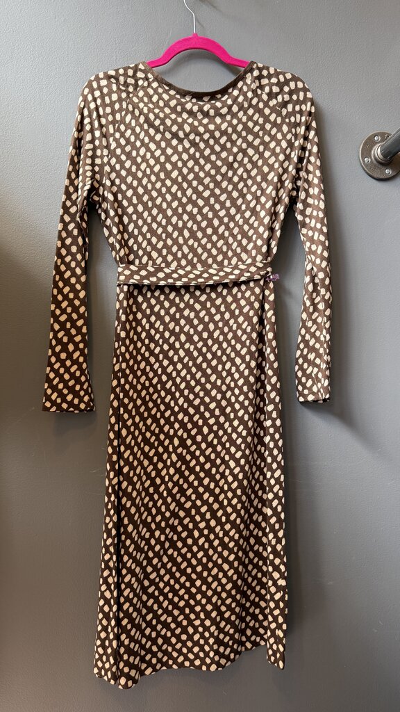 Vintage Brown Print Jersey Dress