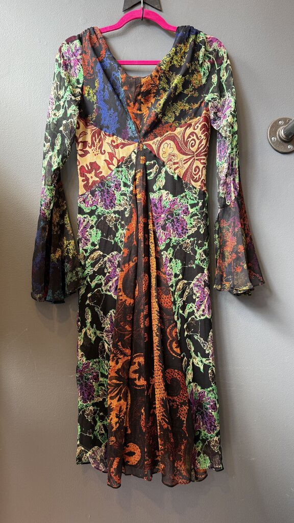 Vintage Silk Bell Sleeve Dress