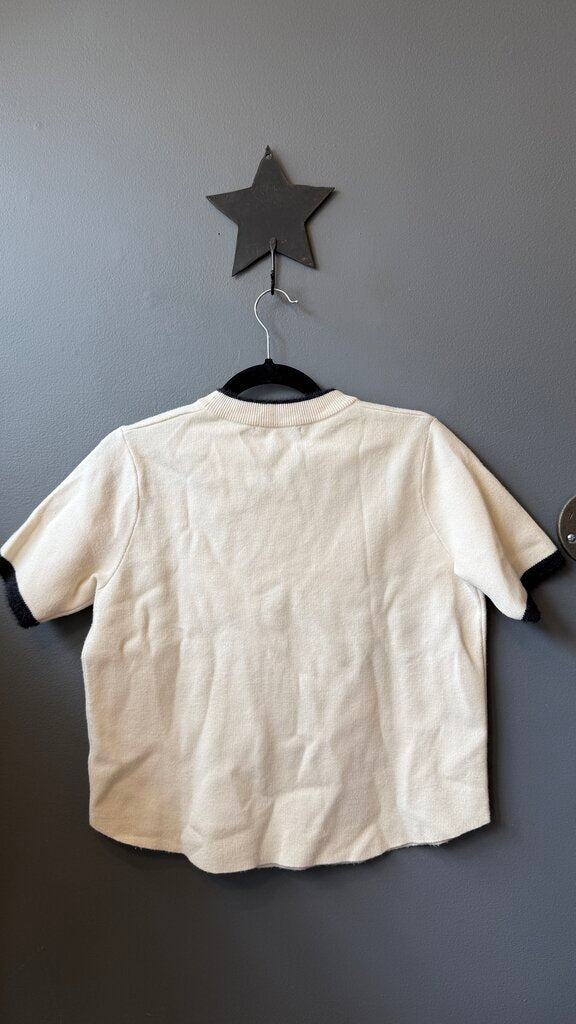 Black Trim Short Sleeve Sweater